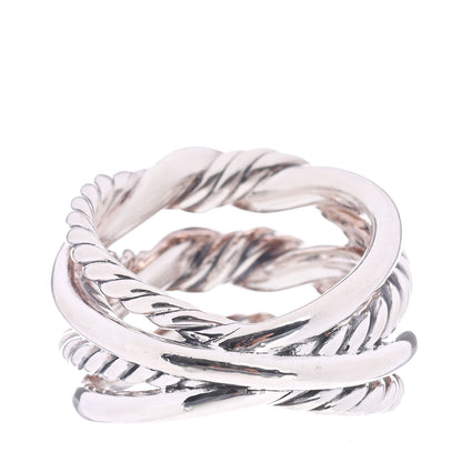 David Yurman Sterling Silver Diamond Continuance Three-Row Ring 54 7 2 of 5