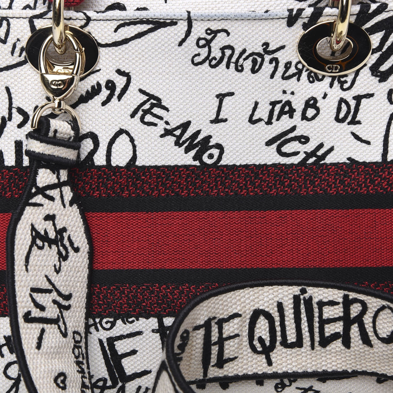 Christian Dior Canvas Medium DiorAmour Graffiti Lady D-Lite Latte 6 of 9