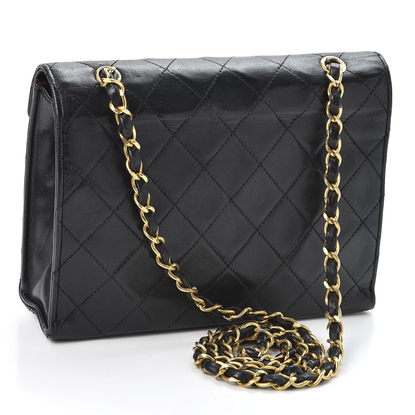 Lambskin Quilted Mini Square Flap Bag Black