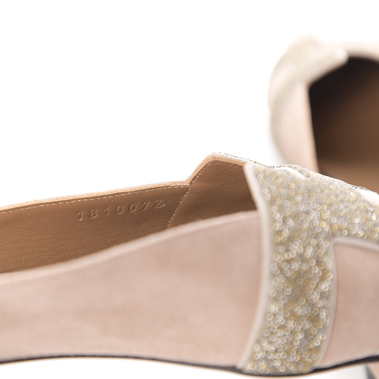 Hermes Suede Goatskin Crystal Roxane Mules 36 Champagne Rose Grey 10 of 11