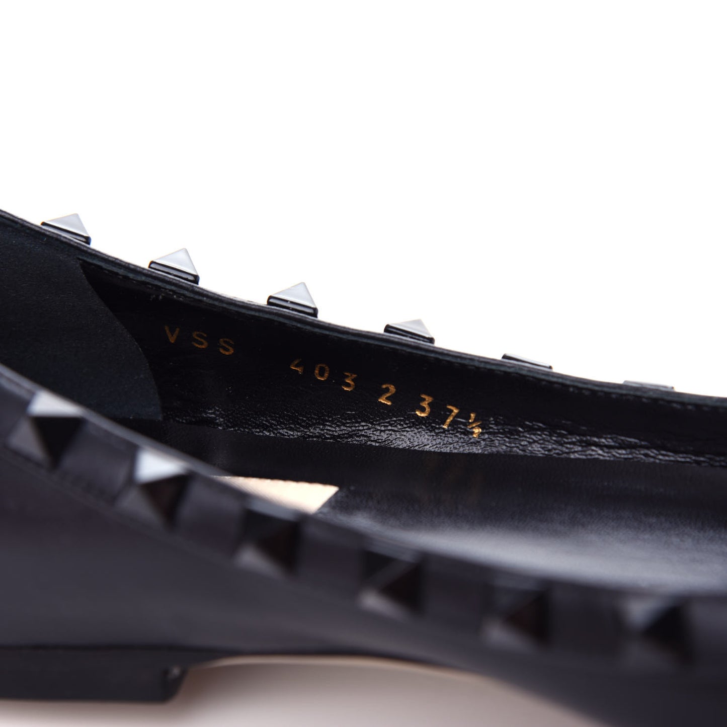 Calfskin Lacquered Monochrome Rockstud Ballerina Flats 37.5 Black