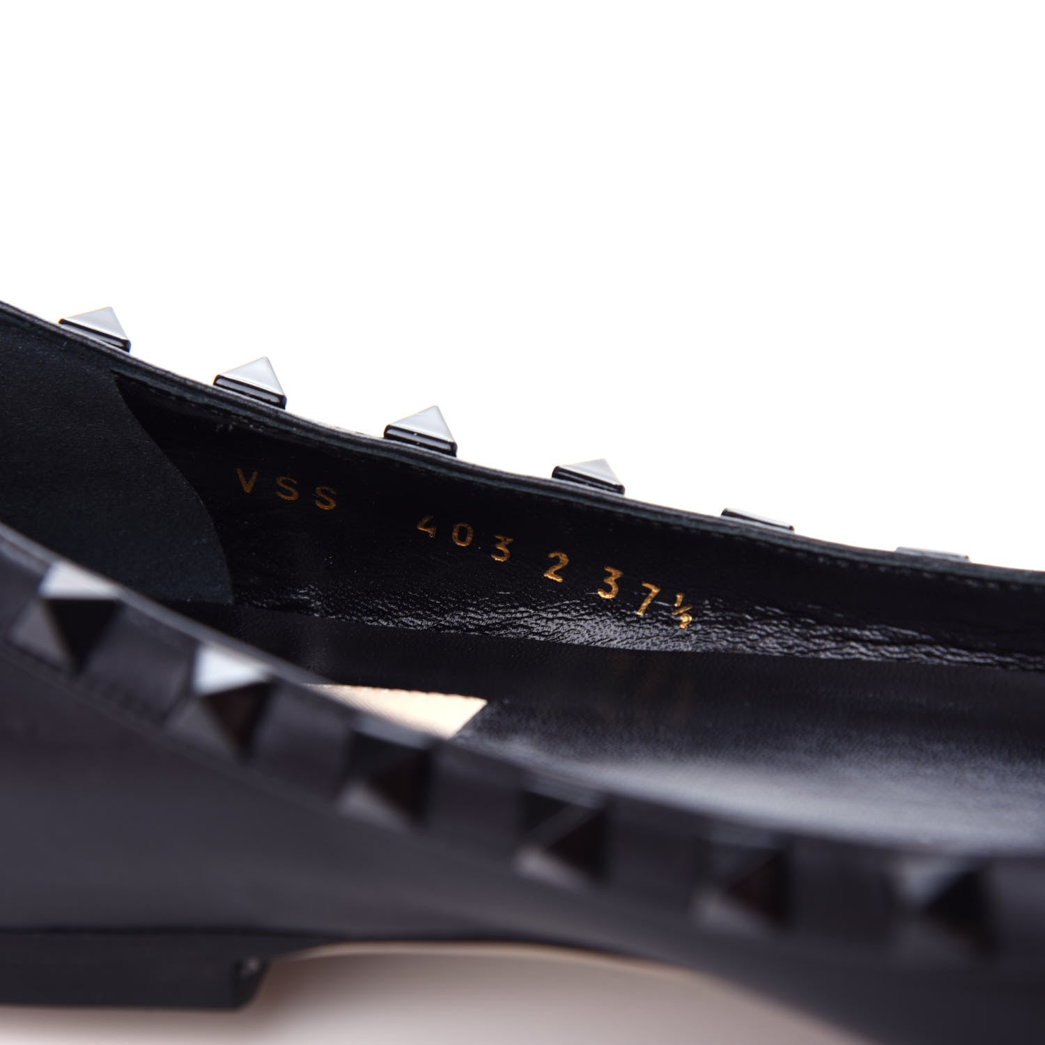Valentino Garavani Calfskin Lacquered Monochrome Rockstud Ballerina Flats 37.5 Black 10 of 11
