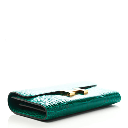 Hermes Shiny Alligator Constance Long Wallet Vert Emeraude 4 of 6