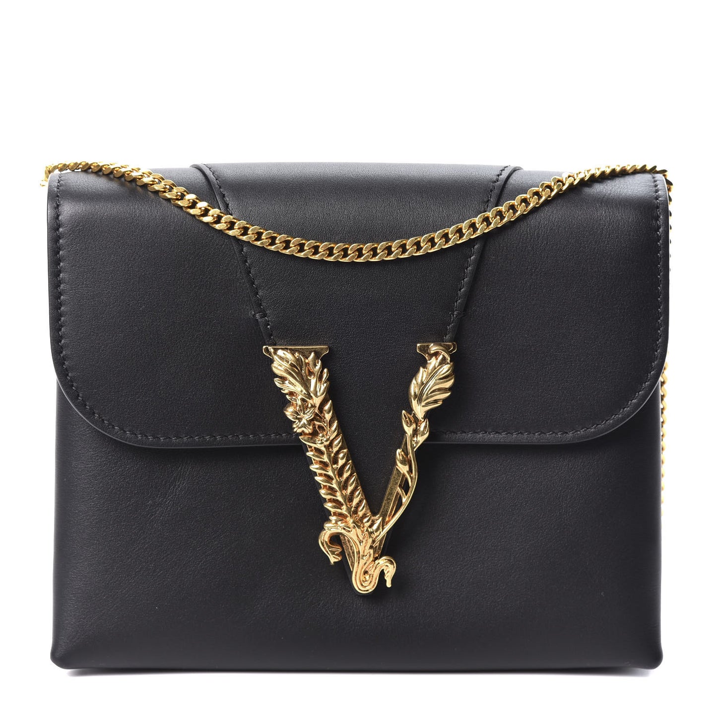 Vitello Virtus Chain Clutch Black