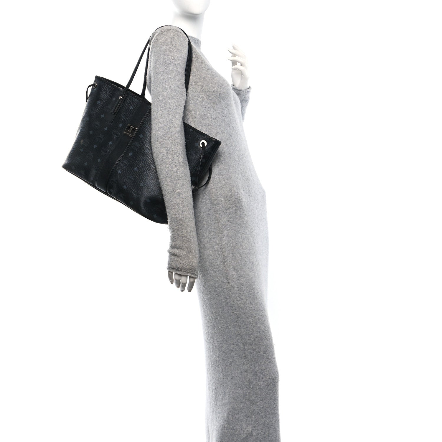 MCM Visetos Medium Liz Reversible Shopper Tote Black 2 of 30