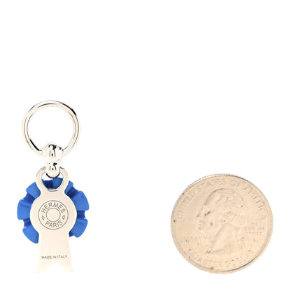 Hermes Palladium Charms Flot Twilly Ring Blue 3 of 4