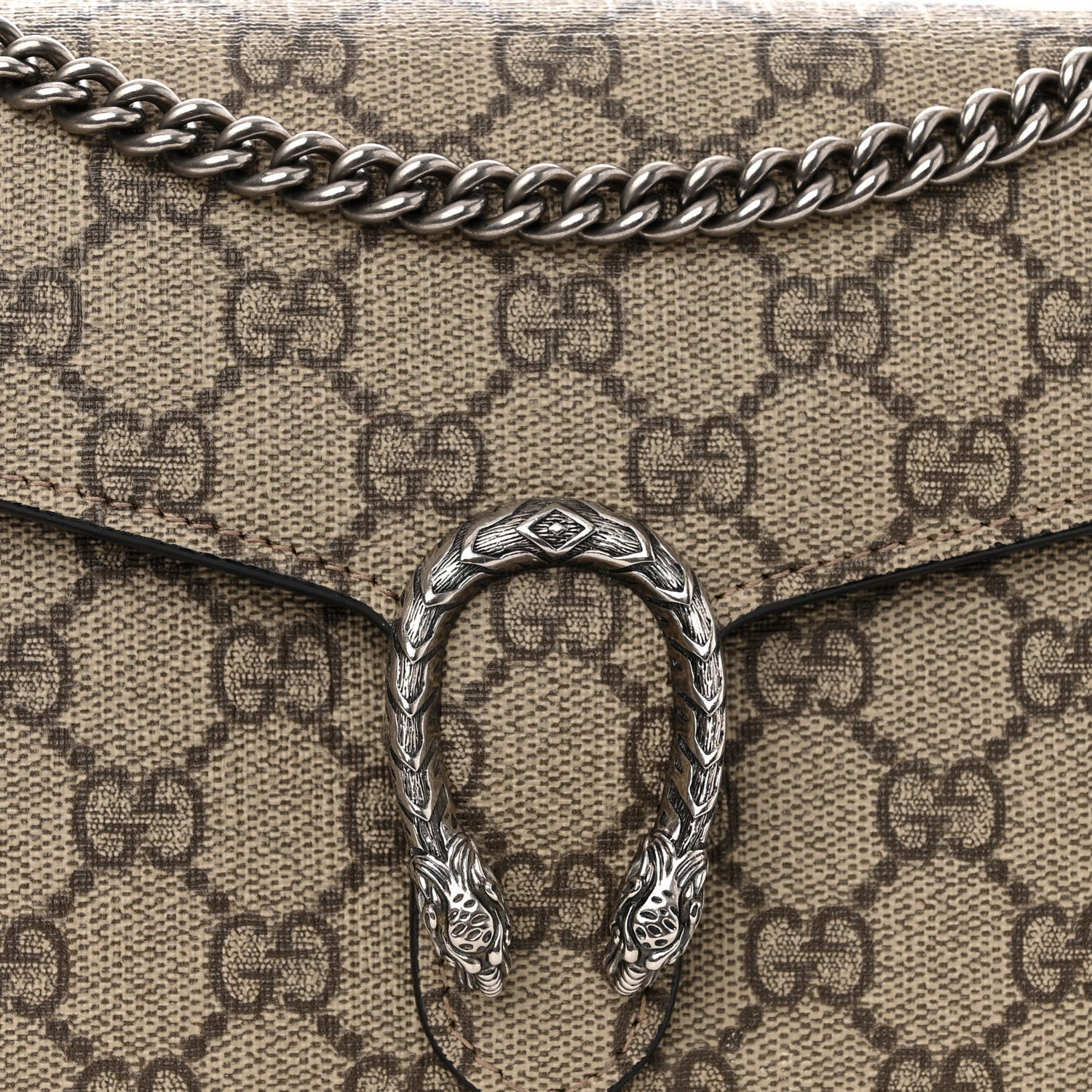 Gucci GG Supreme Monogram Mini Dionysus Chain Wallet Beige Black 9 of 11