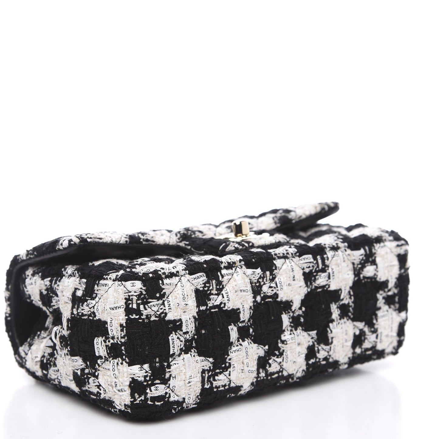 Tweed Quilted Mini Rectangular Flap Black Ecru White