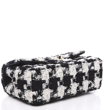 Chanel Tweed Quilted Mini Rectangular Flap Black Ecru White 3 of 10