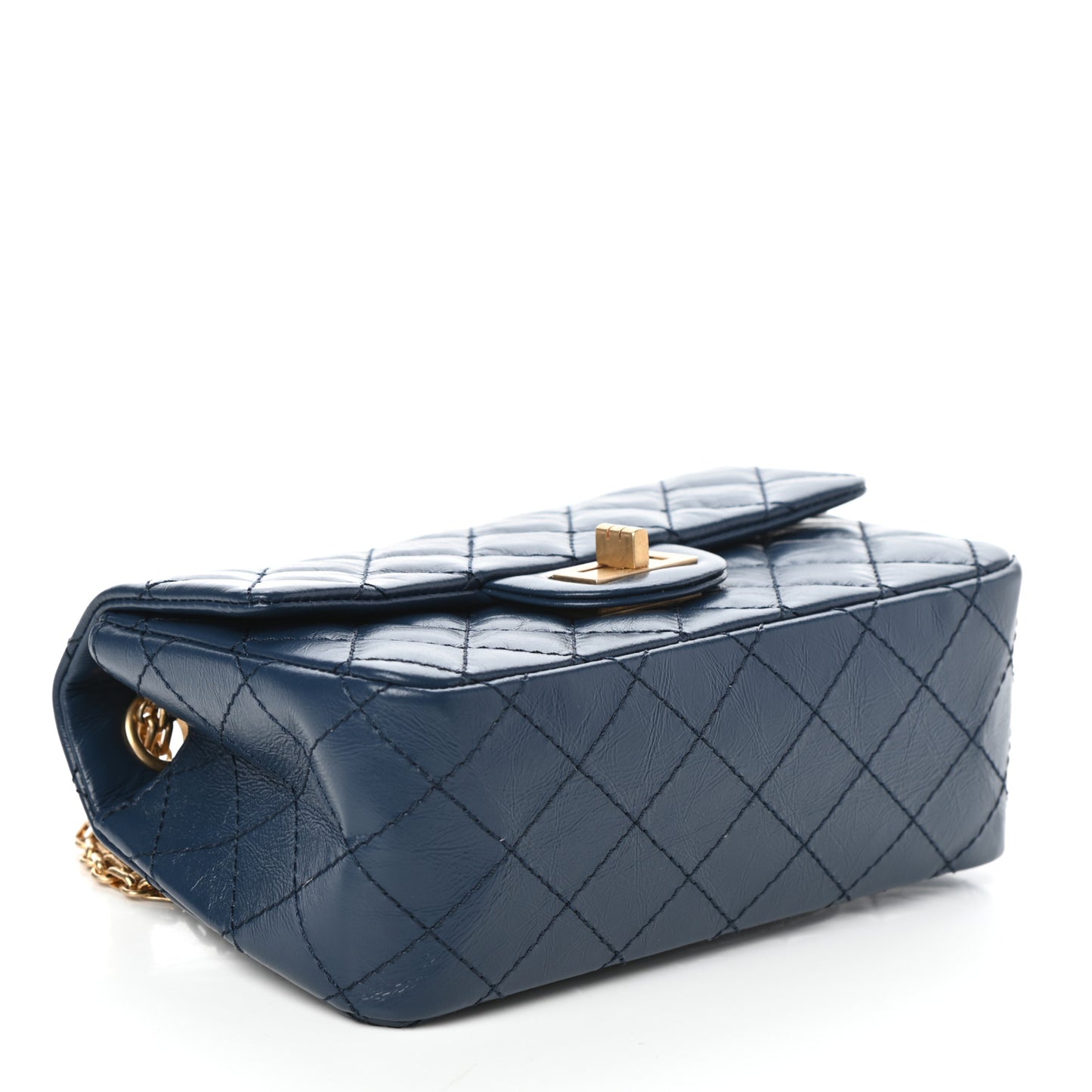 Aged Calfskin Quilted 2.55 Reissue Mini Flap Blue
