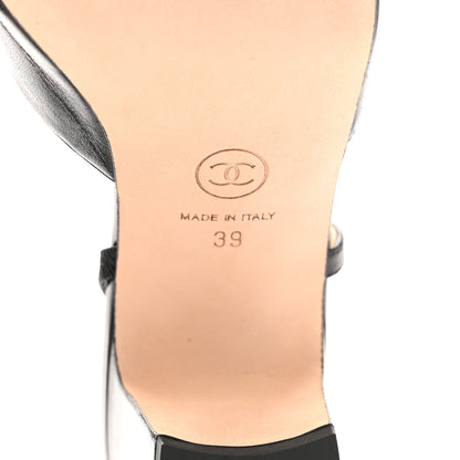 Chanel Lambskin Grosgrain Cap Toe CC Slingback Pumps 39 Black 7 of 10
