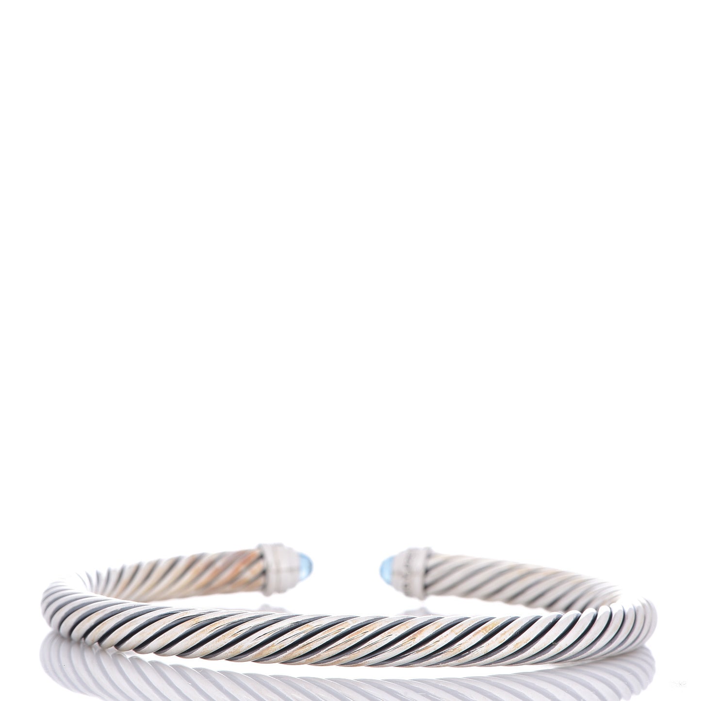 Sterling Silver Diamond Blue Topaz 5mm Cable Classics Bracelet