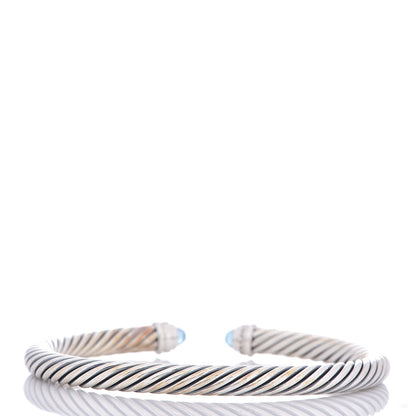 David Yurman Sterling Silver Diamond Blue Topaz 5mm Cable Classics Bracelet 3 of 4