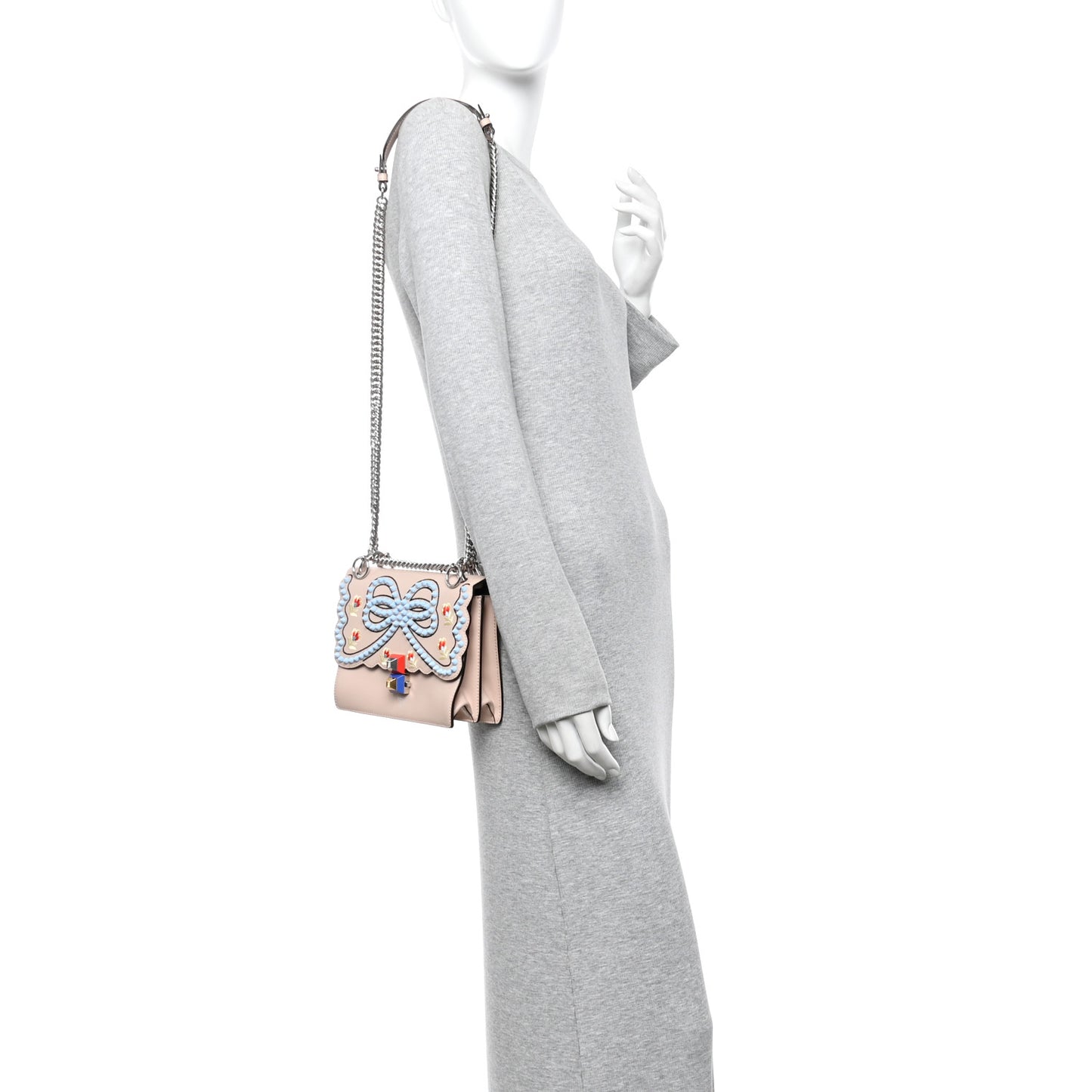 Vitello Liberty Scalloped Studded Flowers and Bows Small Kan I Shoulder Bag Plaster Multicolor