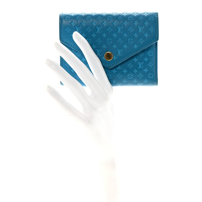 Louis Vuitton Calfskin Nanogram Embossed Victorine Wallet Bleu 2 of 6