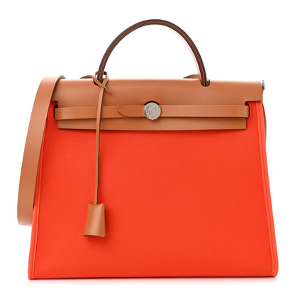 Hermes Vache Hunter Toile Herbag Zip 31 PM Capucine Fauve 3 of 13