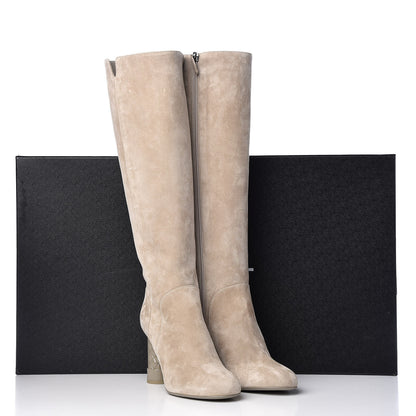 Chanel Suede Calfskin High Boots 38 Light Beige 10 of 10