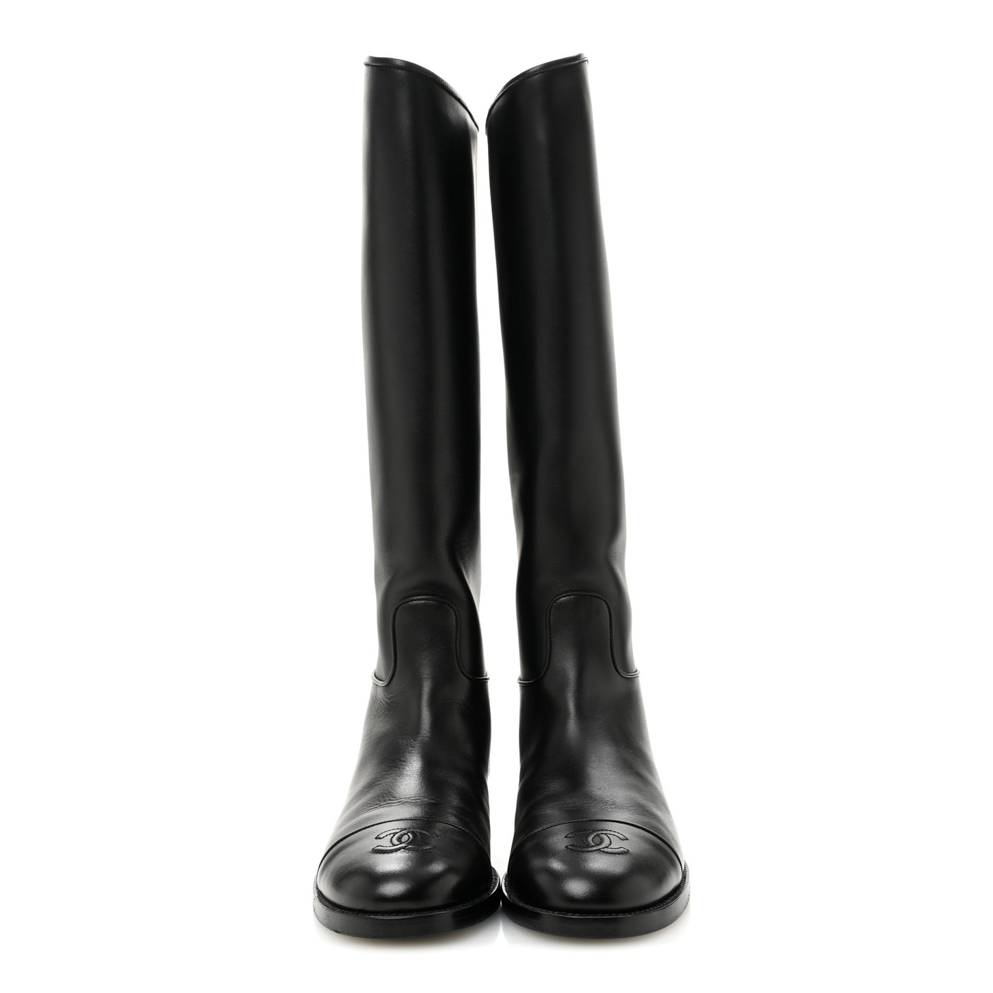 Calfskin Cap Toe CC Riding Boots 38 Black