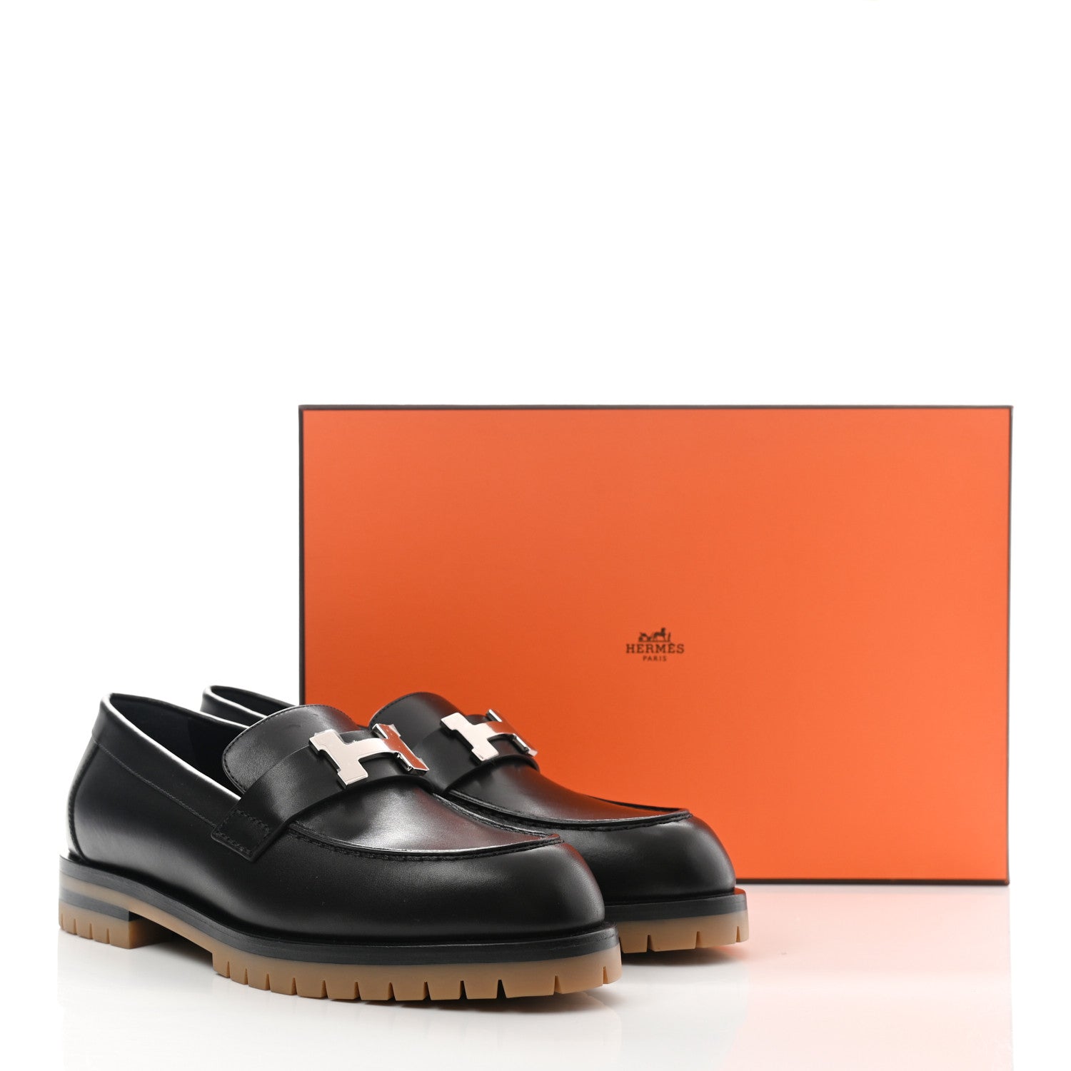 Hermes Calfskin Womens Faubourg Loafers 36.5 Black 9 of 11