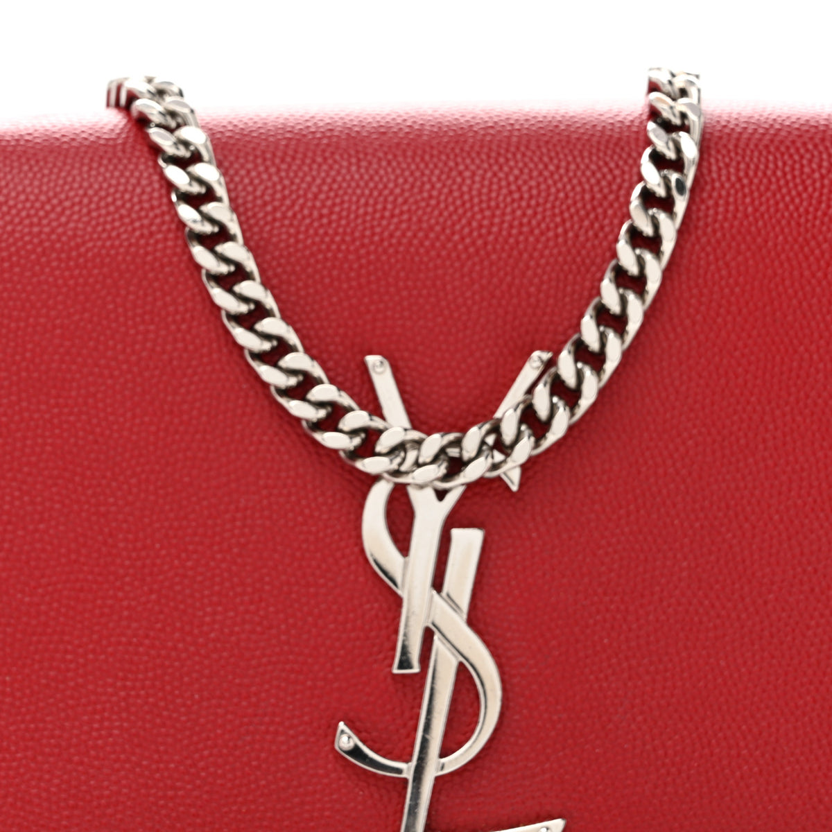 Saint Laurent Grain De Poudre Small Classic Monogram Kate Tassel Satchel Red 7 of 14