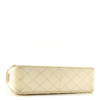 Chanel Distressed Patent Jumbo Single Flap White 4 of 14