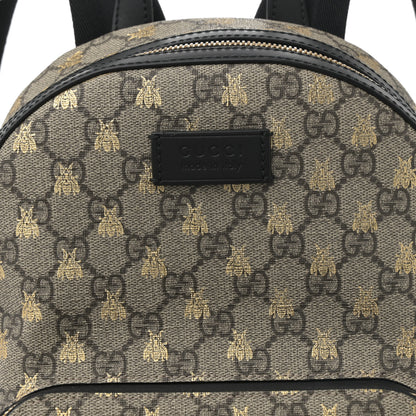 Gucci GG Supreme Monogram Bees Print Small Day Backpack Beige Oro Black 7 of 9