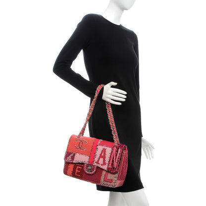 Chanel Tweed Patchwork Jumbo Single Flap Pink 2 of 12