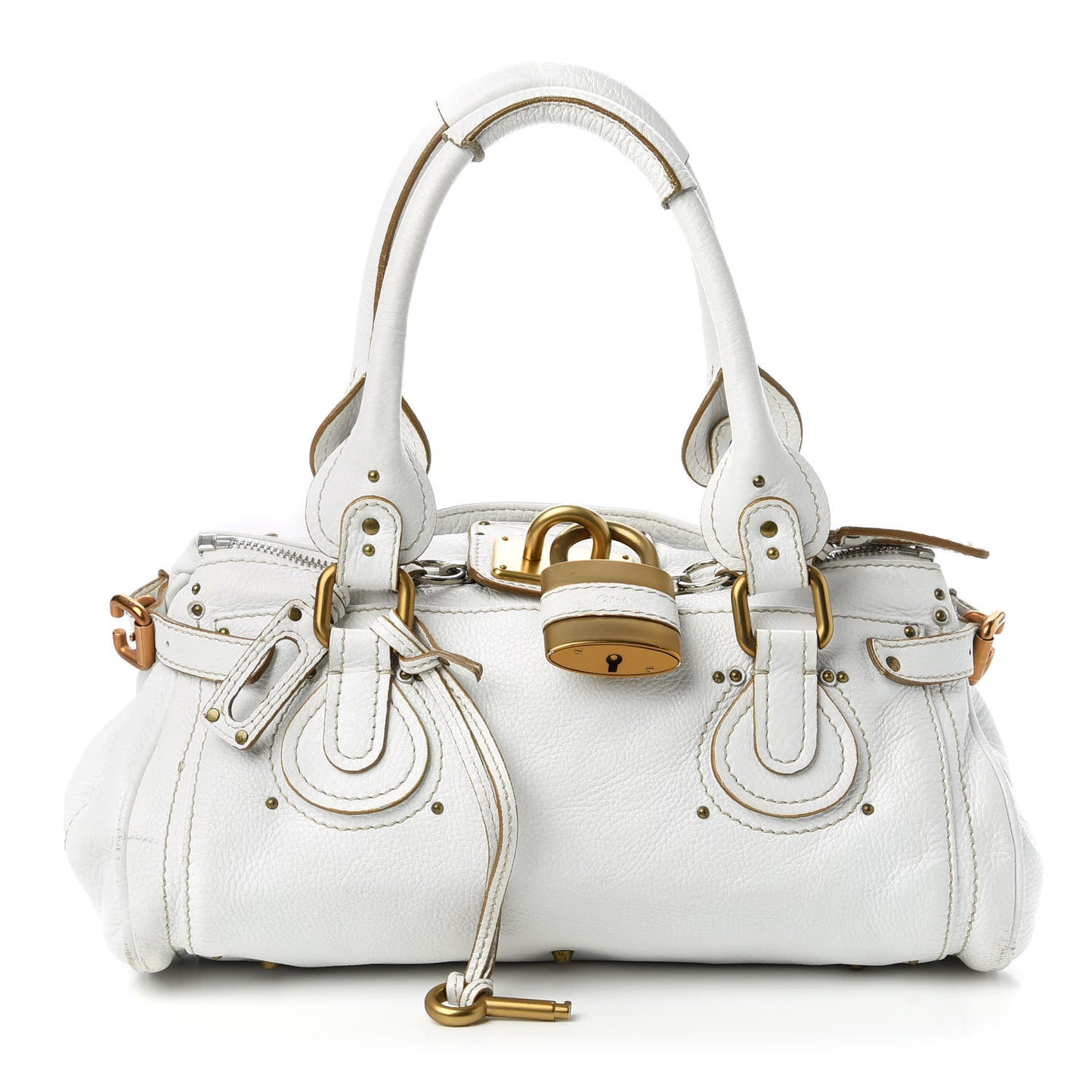 Calfskin Medium Paddington Satchel White