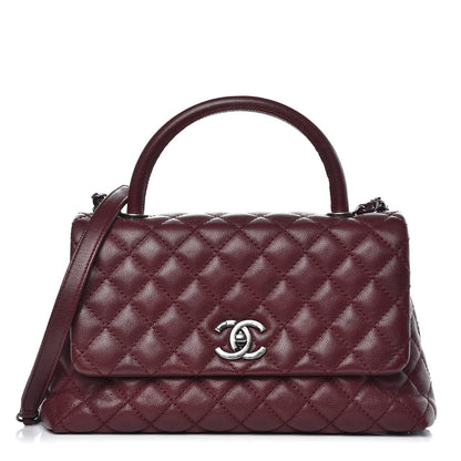 Chanel Caviar Quilted Small Coco Handle Flap Burgundy 1 of 8
