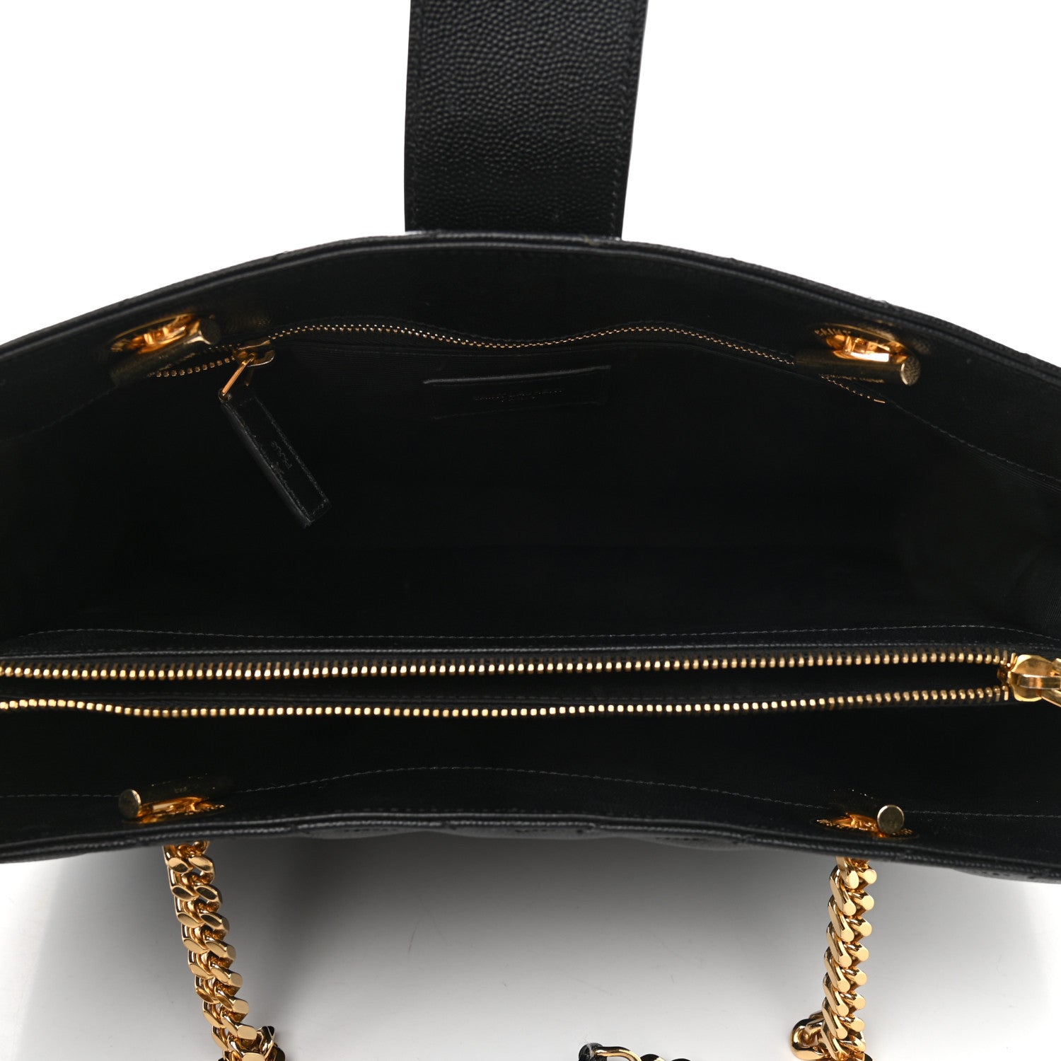Saint Laurent Grain De Poudre Matelasse Chevron Monogram Shopping Bag Black 5 of 11