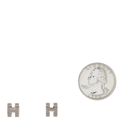 Hermes Palladium Lacquered Mini Pop H Earrings Marron Glace 2 of 4
