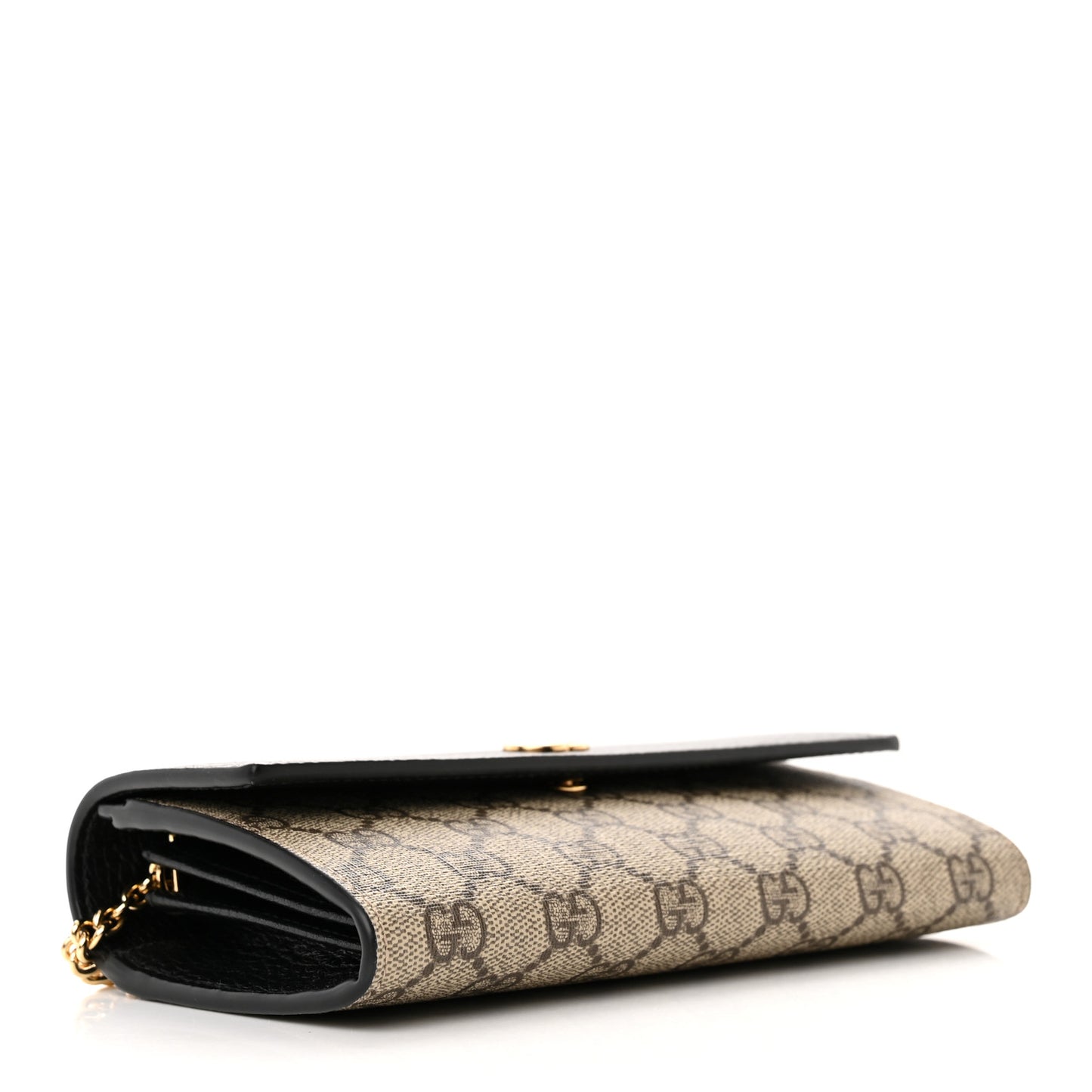 Dollar Calfskin GG Supreme Monogram Petite GG Marmont Wallet Chain Bag Black Beige Ebony