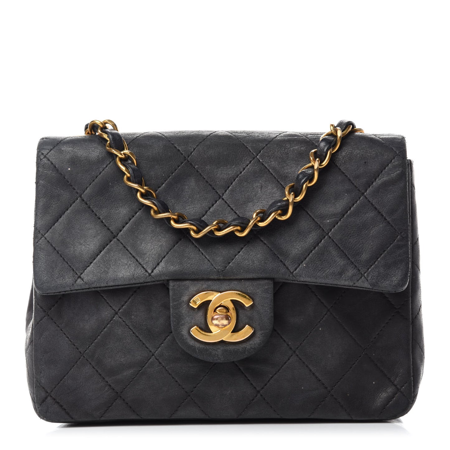 Lambskin Quilted Mini Square Flap Black