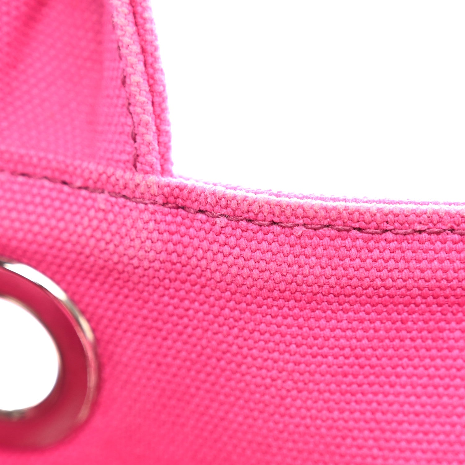 Prada Canvas Grommet Canapa Tote Pink 17 of 18