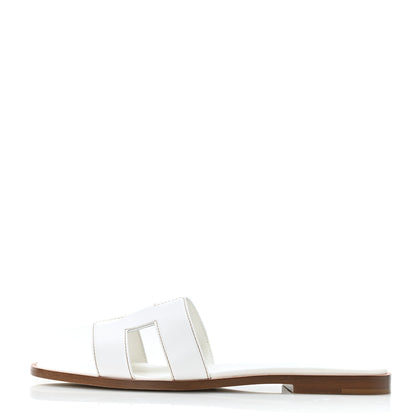 Hermes Box Calfskin Oran Sandals 37 White 1 of 9