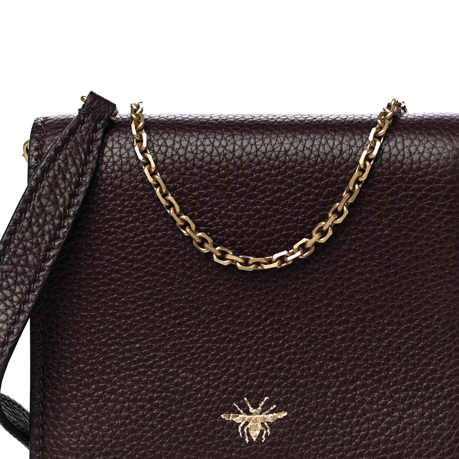 Christian Dior Grained Calfskin D-Bee Crossbody Burgundy 7 of 16