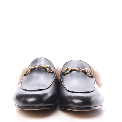 Gucci Calfskin Fur Womens Princetown Slippers 37.5 Black 2 of 8
