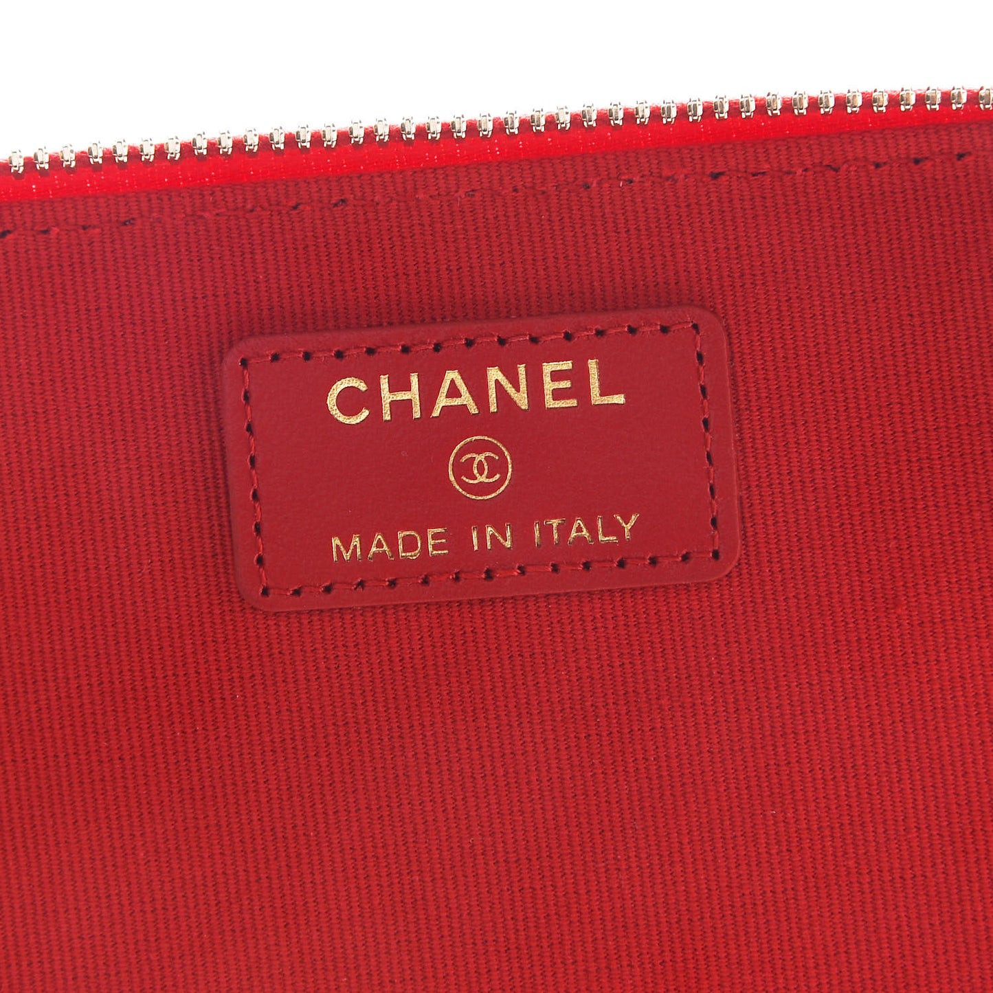 Caviar Quilted Small Vanity Case With Chain Red