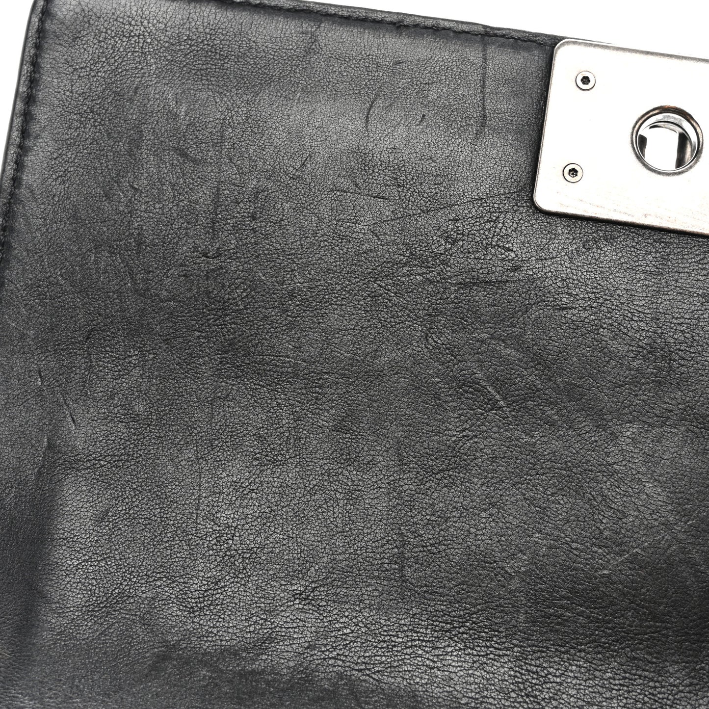 Calfskin Crystal Embossed Medium Boy Flap Black