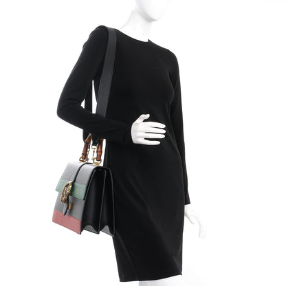 Gucci Calfskin Bamboo Web Large Dionysus Top Handle Bag Black Bright Evergreen Hibiscus Red 4 of 12