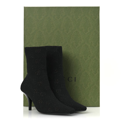 Gucci Technical Jersey Knit GG Monogram Square G 75mm Ankle Boots 38 Black Gray 11 of 11