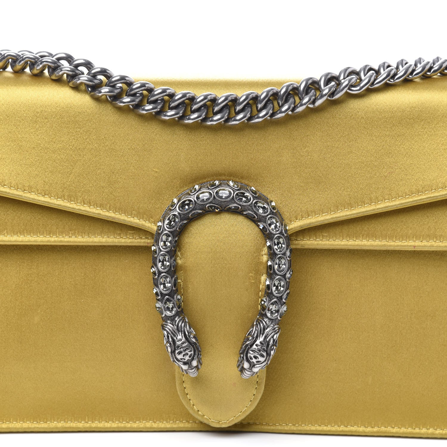 Gucci Satin Silk Crystal Small Dionysus Shoulder Bag Gold Black Diamond 11 of 12