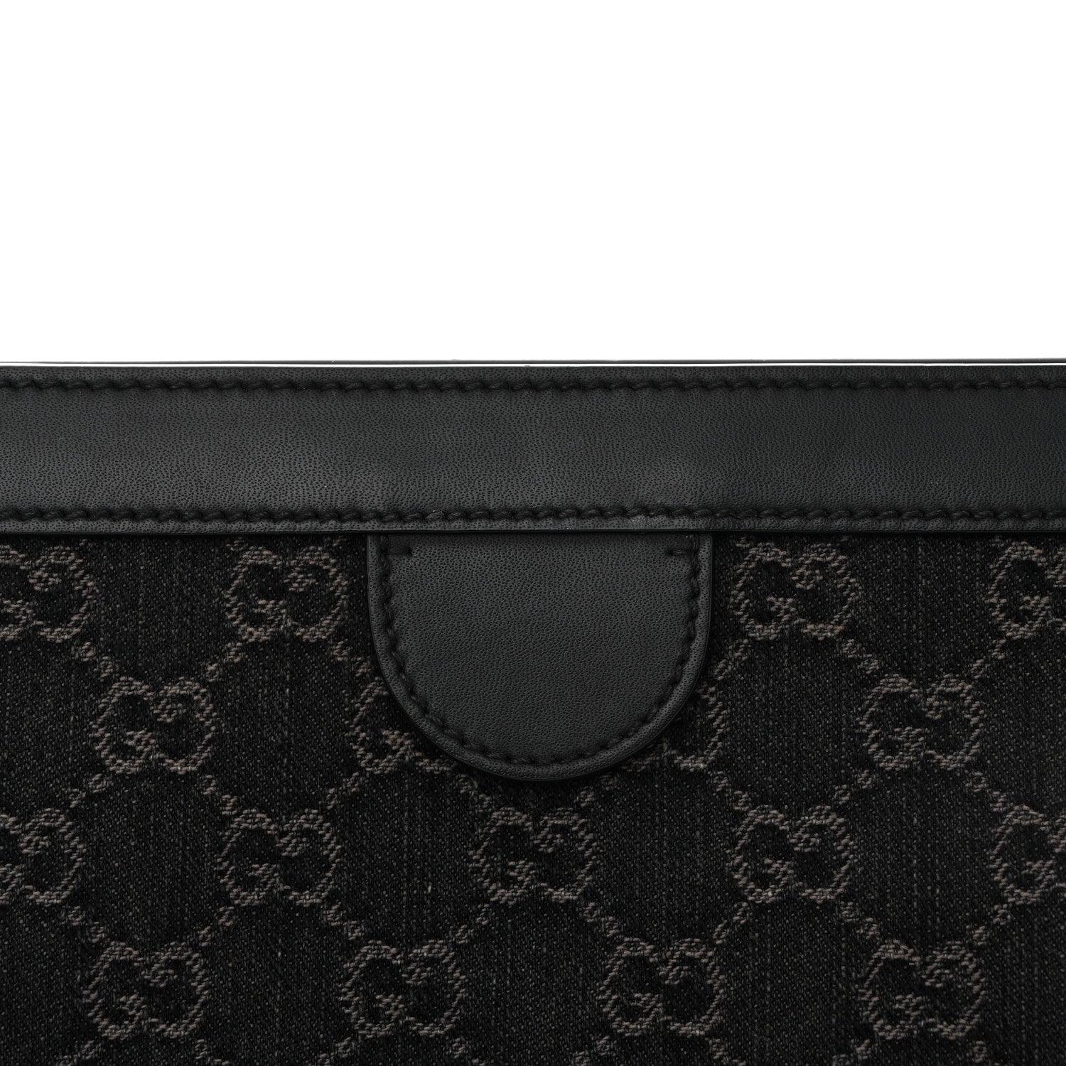 Gucci Jacquard Black Denim GG Monogram Chain Shoulder Bag Black