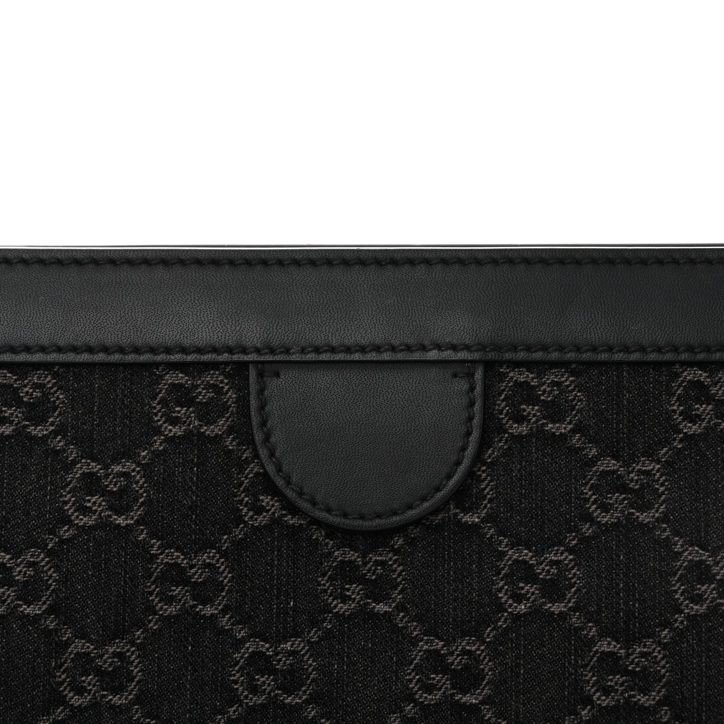 Jacquard Black Denim GG Monogram Chain Shoulder Bag Black Ivory