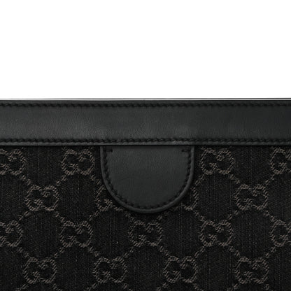 Gucci Jacquard Black Denim GG Monogram Chain Shoulder Bag Black Ivory 12 of 12
