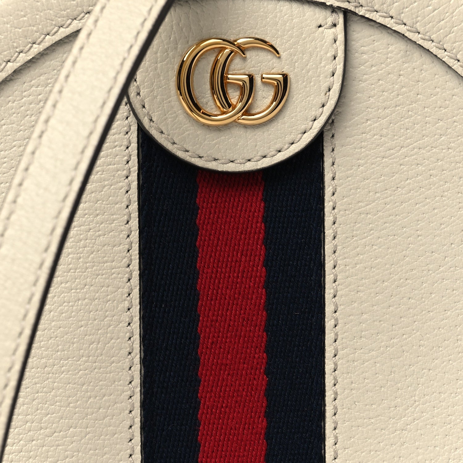Gucci Textured Calfskin Web Mini Ophidia Round Shoulder Bag Mystic White 8 of 10