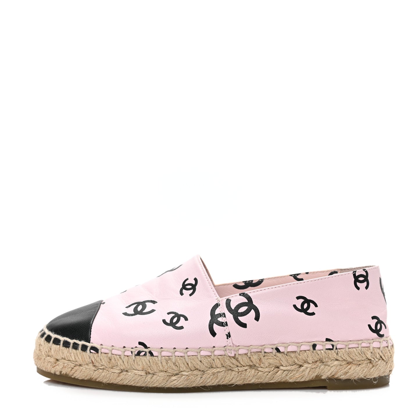 Lambskin Printed Coco Beach Espadrilles 35 Light Pink Black