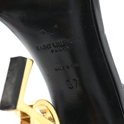 Saint Laurent Patent Calfskin Opyum 110 Sandals 37 Black Gold 7 of 9