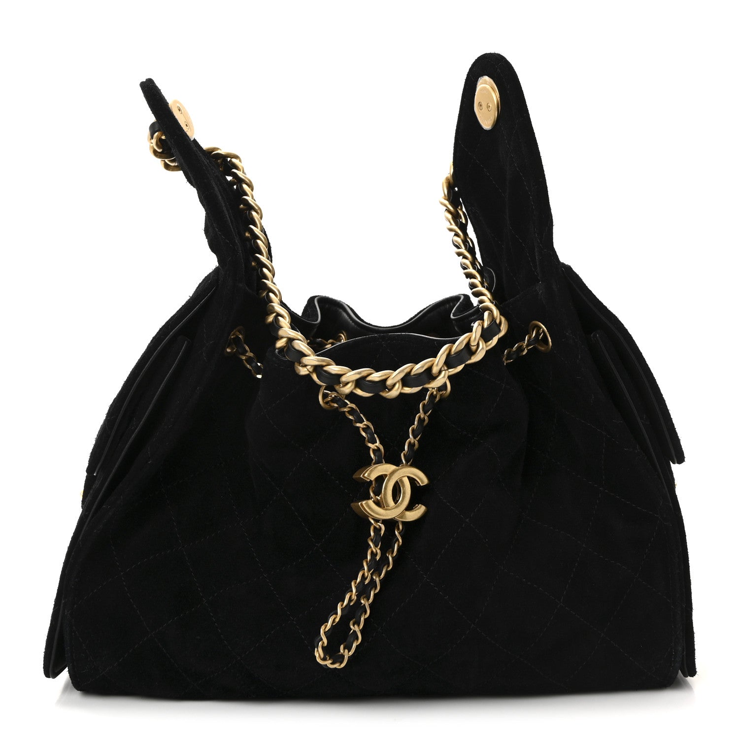 Chanel Suede Quilted Small Chanel 25 Handbag Black 1 of 10