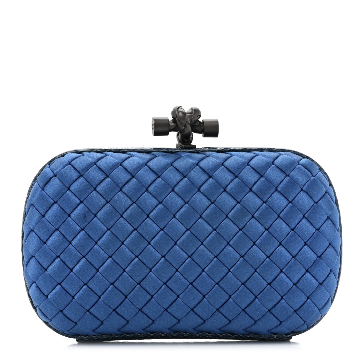 Bottega Veneta Satin Intreccio Impero Ayers Knot Clutch Blue 1 of 11